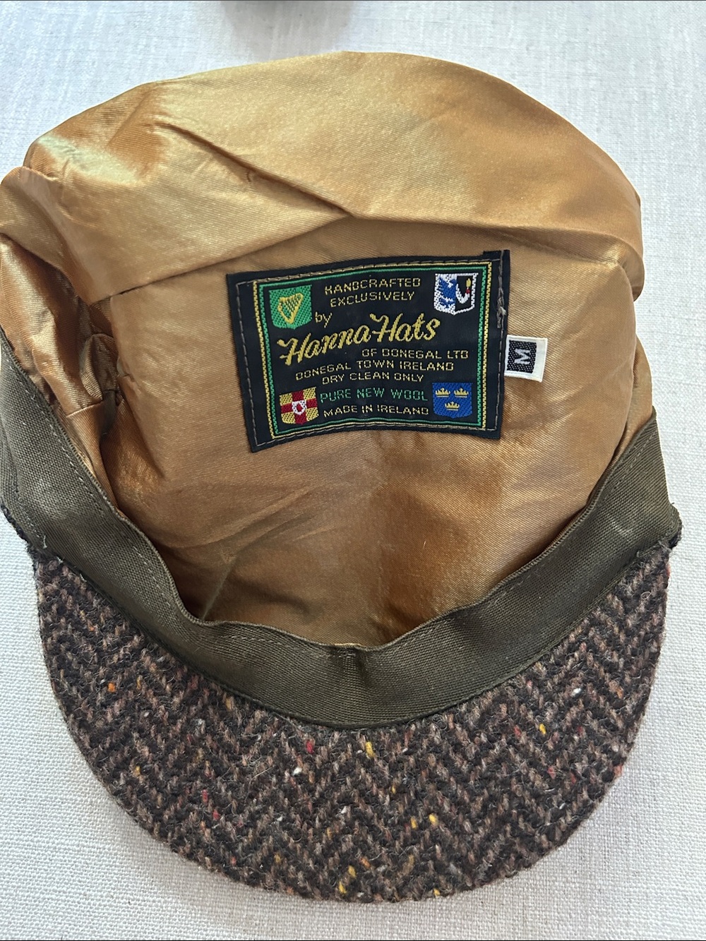 Vintage Hanna Hats Pure Wool Patchwork Cap Tweed Men's Medium Made in Ireland - Picture 4 of 11